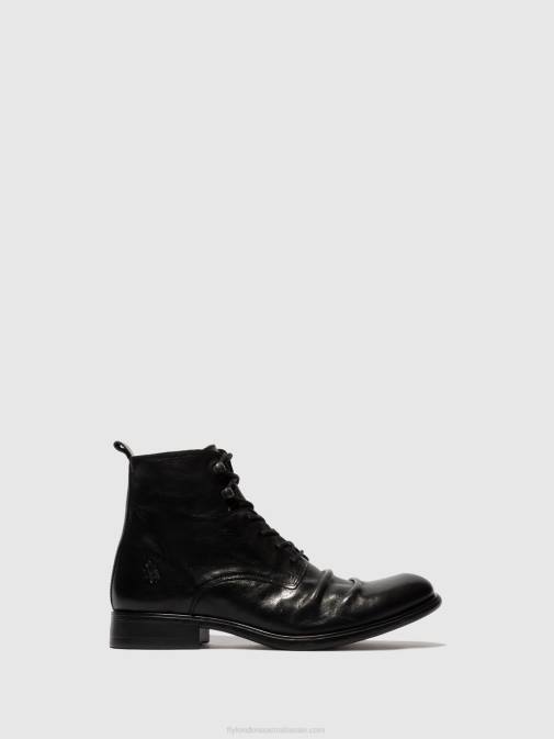 ESTIGMA(VEGETAL) BLACK XX0D815 Lace-up Ankle Boots MYKE660 Fly London Men