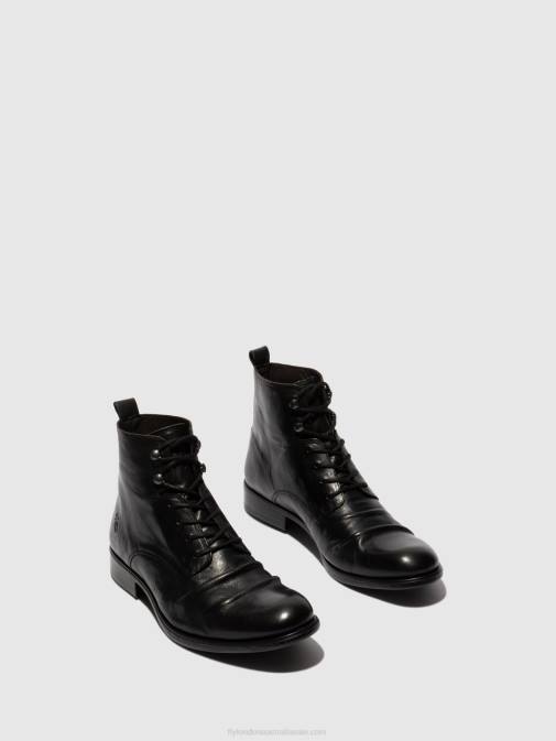 ESTIGMA(VEGETAL) BLACK XX0D815 Lace-up Ankle Boots MYKE660 Fly London Men
