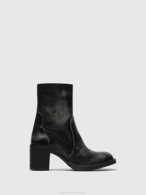 ANTHRACITE XX0D69 Zip Up Ankle Boots BECY097 Fly London Women