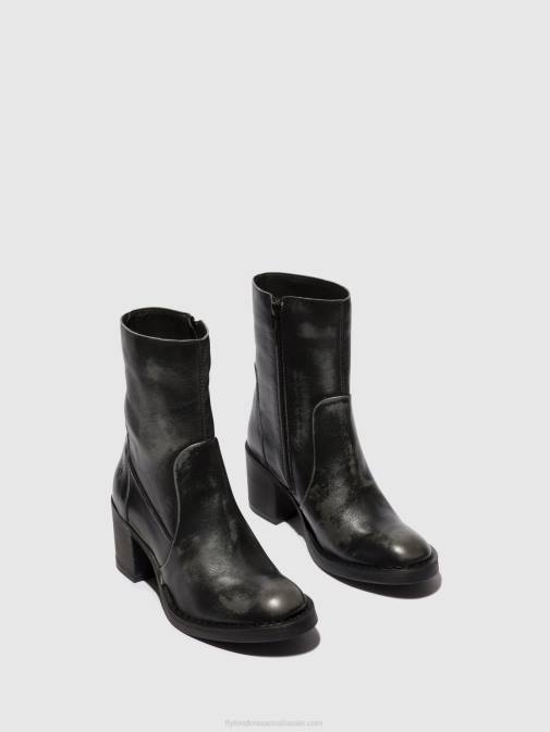 ANTHRACITE XX0D69 Zip Up Ankle Boots BECY097 Fly London Women