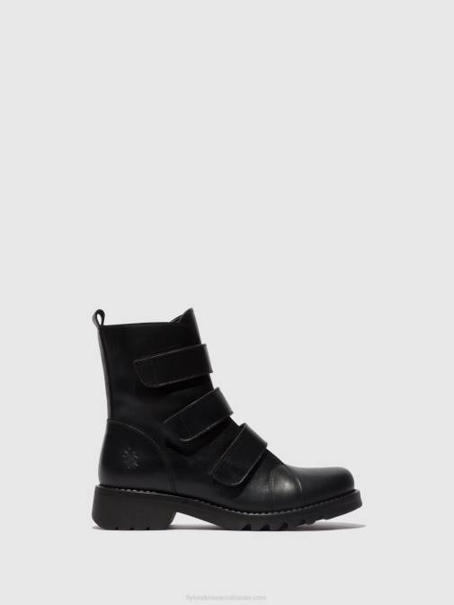 BLACK (ALL BLACK) XX0D19 Velcro Ankle Boots RACH790 Fly London Women