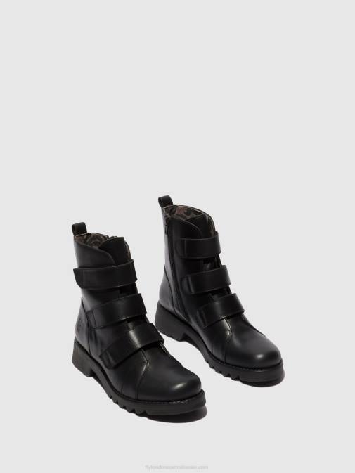 BLACK (ALL BLACK) XX0D19 Velcro Ankle Boots RACH790 Fly London Women