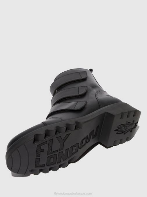 BLACK (ALL BLACK) XX0D19 Velcro Ankle Boots RACH790 Fly London Women