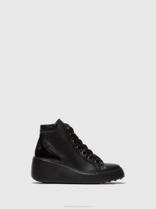 BLACK (BLACK SOLE) XX0D108 Lace-up Ankle Boots DICE468 Fly London Women