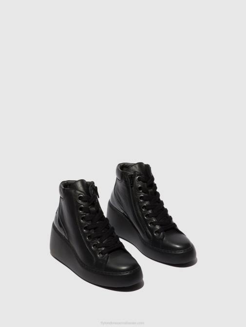 BLACK (BLACK SOLE) XX0D108 Lace-up Ankle Boots DICE468 Fly London Women