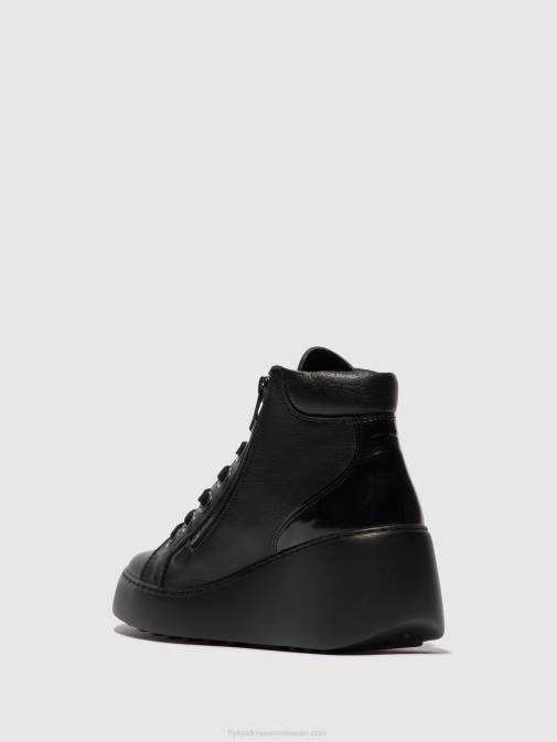 BLACK (BLACK SOLE) XX0D108 Lace-up Ankle Boots DICE468 Fly London Women