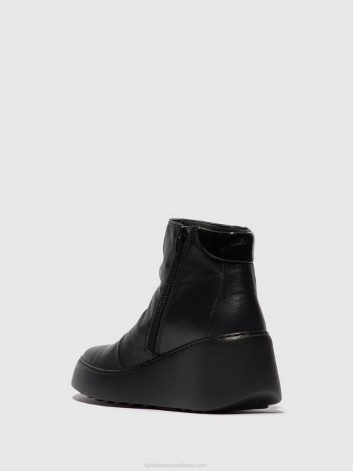 BLACK (BLACK SOLE) XX0D58 Zip Up Ankle Boots DABE461 Fly London Women