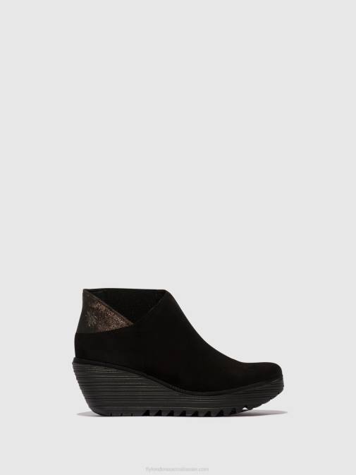 BLACK/GRAPHITE XX0D35 Zip Up Ankle Boots YEGO400 Fly London Women