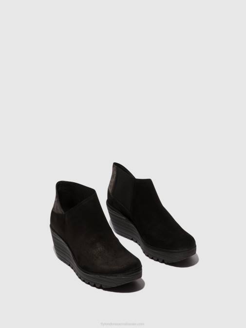 BLACK/GRAPHITE XX0D35 Zip Up Ankle Boots YEGO400 Fly London Women