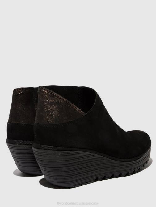 BLACK/GRAPHITE XX0D35 Zip Up Ankle Boots YEGO400 Fly London Women