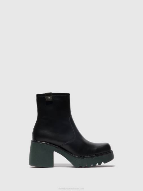 BLACK (TEAL SOLE) XX0D51 Zip Up Ankle Boots MOGE250 Fly London Women