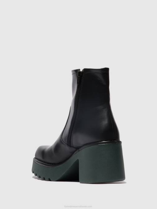BLACK (TEAL SOLE) XX0D51 Zip Up Ankle Boots MOGE250 Fly London Women