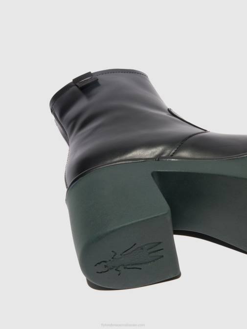 BLACK (TEAL SOLE) XX0D51 Zip Up Ankle Boots MOGE250 Fly London Women