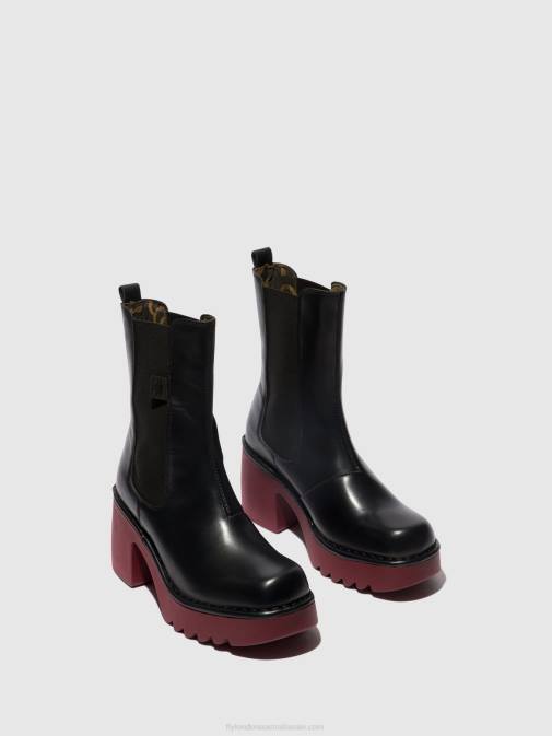 BLACK (WINE SOLE) XX0D129 Chelsea Ankle Boots MOYA25 Fly London Women