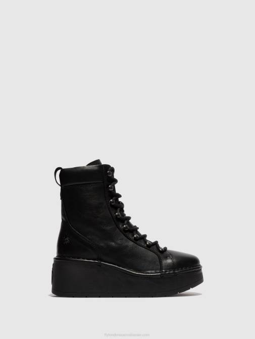 BLACK XX0D102 Lace-up Ankle Boots HAND247 Fly London Women