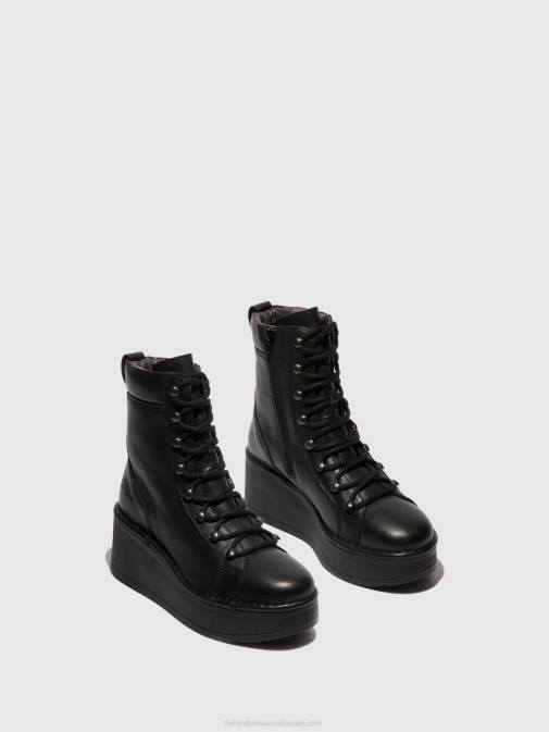 BLACK XX0D102 Lace-up Ankle Boots HAND247 Fly London Women