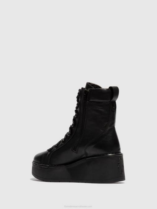 BLACK XX0D102 Lace-up Ankle Boots HAND247 Fly London Women