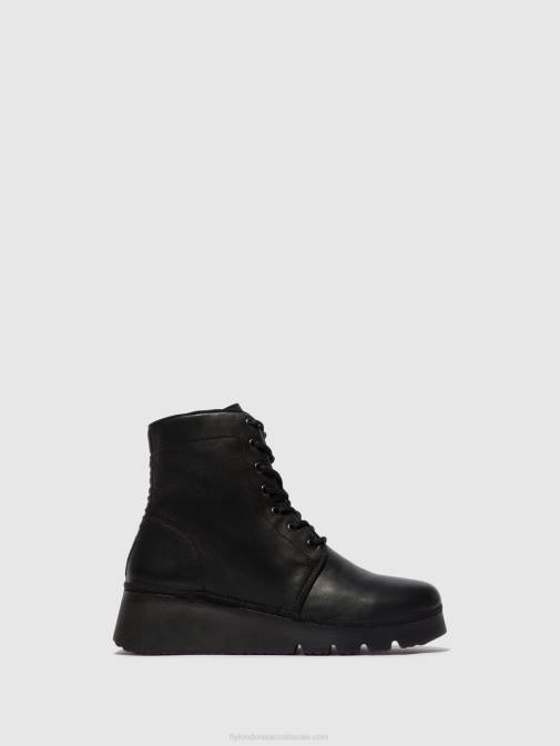 BLACK XX0D11 Lace-up Ankle Boots PALL404 Fly London Women