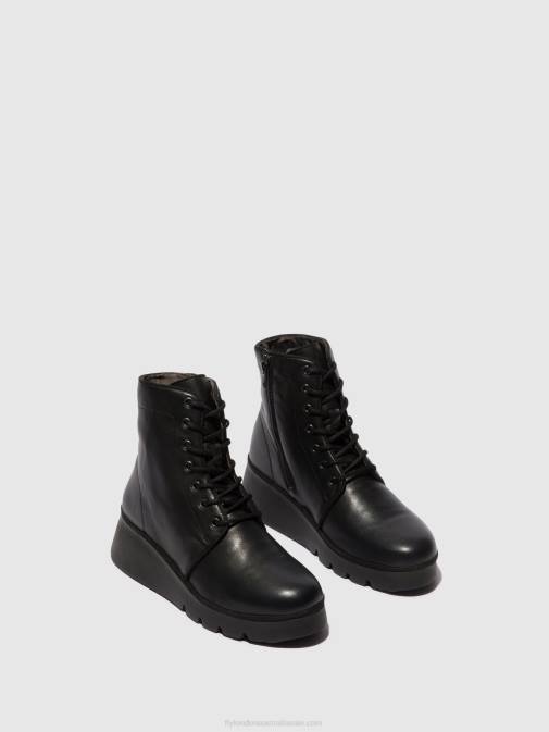BLACK XX0D11 Lace-up Ankle Boots PALL404 Fly London Women