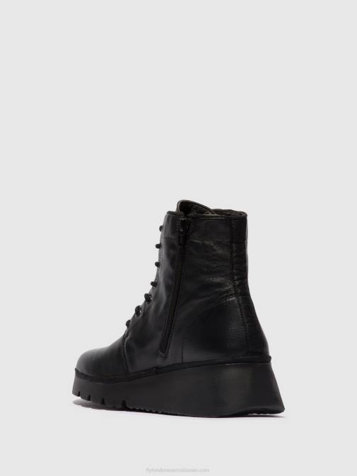 BLACK XX0D11 Lace-up Ankle Boots PALL404 Fly London Women