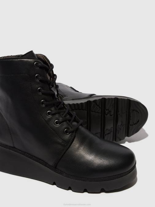 BLACK XX0D11 Lace-up Ankle Boots PALL404 Fly London Women