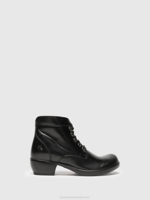 BLACK XX0D268 Lace-up Ankle Boots MESU780 Fly London Women