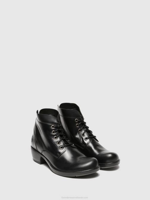 BLACK XX0D268 Lace-up Ankle Boots MESU780 Fly London Women