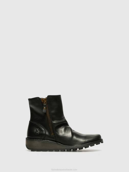 BLACK XX0D269 Zip Up Ankle Boots MON944 Fly London Women