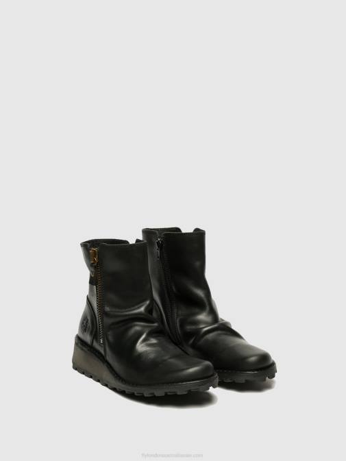 BLACK XX0D269 Zip Up Ankle Boots MON944 Fly London Women