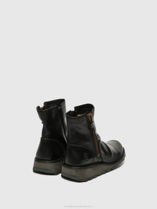 BLACK XX0D269 Zip Up Ankle Boots MON944 Fly London Women