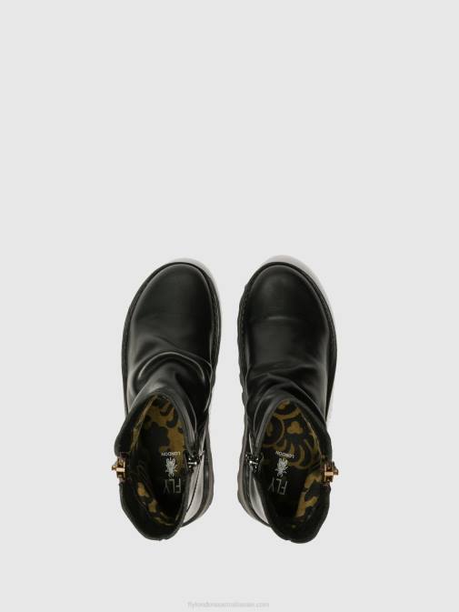 BLACK XX0D269 Zip Up Ankle Boots MON944 Fly London Women