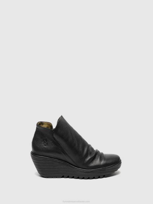 BLACK XX0D280 Zip Up Ankle Boots YIP Fly London Women