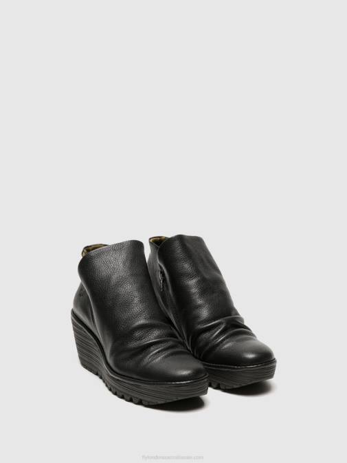 BLACK XX0D280 Zip Up Ankle Boots YIP Fly London Women