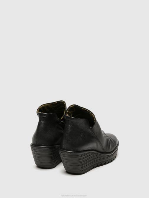 BLACK XX0D280 Zip Up Ankle Boots YIP Fly London Women