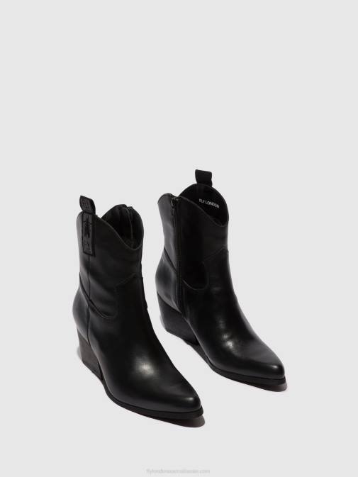 BLACK XX0D31 Zip Up Ankle Boots TABB905 Fly London Women