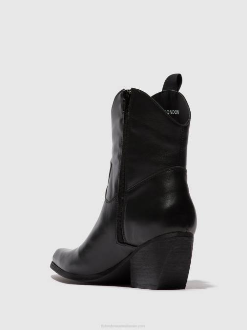 BLACK XX0D31 Zip Up Ankle Boots TABB905 Fly London Women