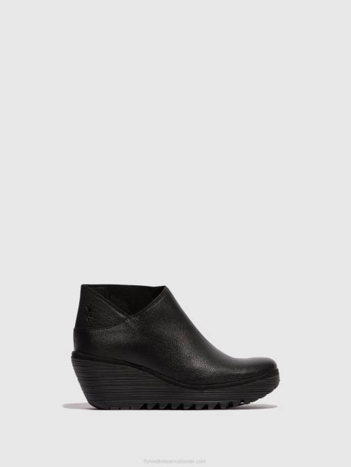 BLACK XX0D34 Zip Up Ankle Boots YEGO400 Fly London Women