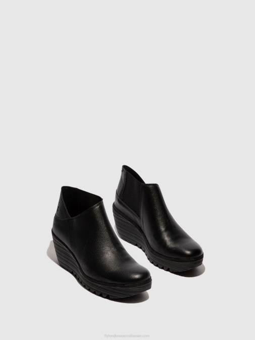 BLACK XX0D34 Zip Up Ankle Boots YEGO400 Fly London Women