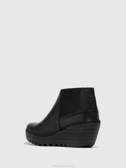 BLACK XX0D34 Zip Up Ankle Boots YEGO400 Fly London Women