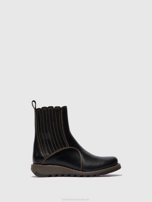 BLACK XX0D38 Zip Up Ankle Boots SUZY899 Fly London Women