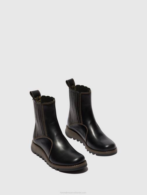 BLACK XX0D38 Zip Up Ankle Boots SUZY899 Fly London Women