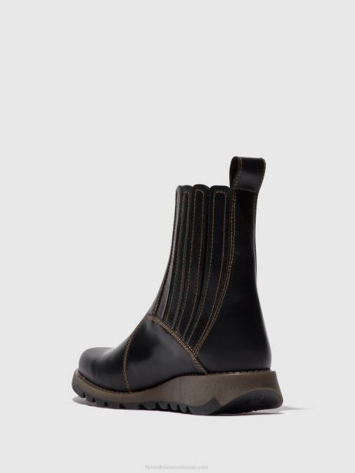 BLACK XX0D38 Zip Up Ankle Boots SUZY899 Fly London Women