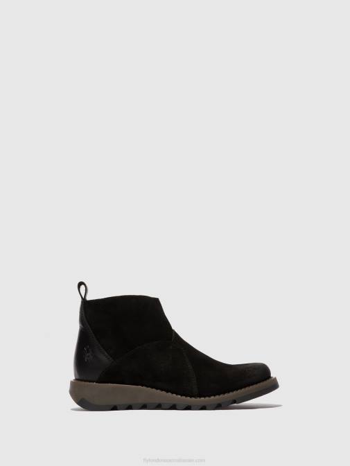 BLACK XX0D45 Zip Up Ankle Boots SELY918 Fly London Women