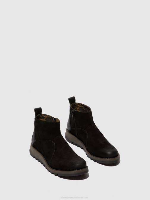 BLACK XX0D45 Zip Up Ankle Boots SELY918 Fly London Women