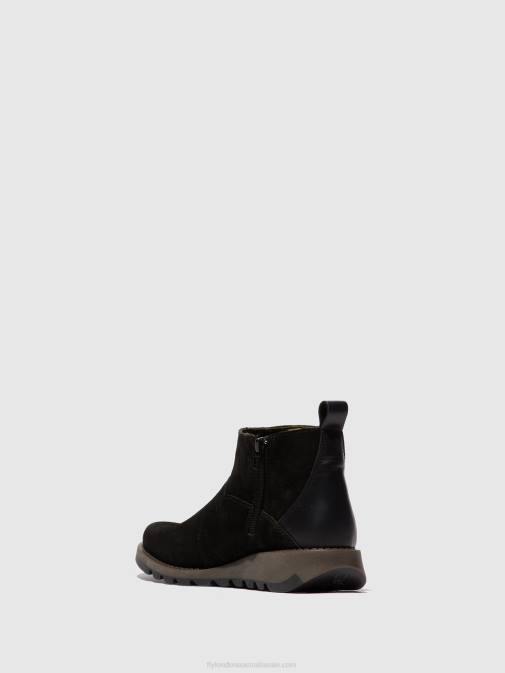 BLACK XX0D45 Zip Up Ankle Boots SELY918 Fly London Women