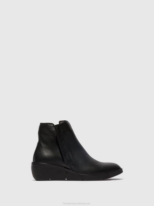 BLACK XX0D48 Zip Up Ankle Boots NULA550 Fly London Women