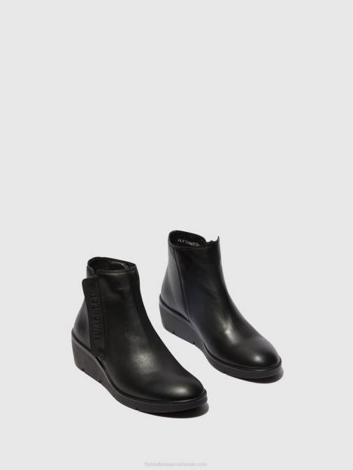 BLACK XX0D48 Zip Up Ankle Boots NULA550 Fly London Women