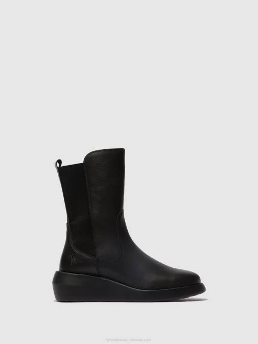 BLACK XX0D63 Zip Up Ankle Boots BRIN516 Fly London Women