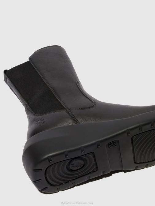 BLACK XX0D63 Zip Up Ankle Boots BRIN516 Fly London Women