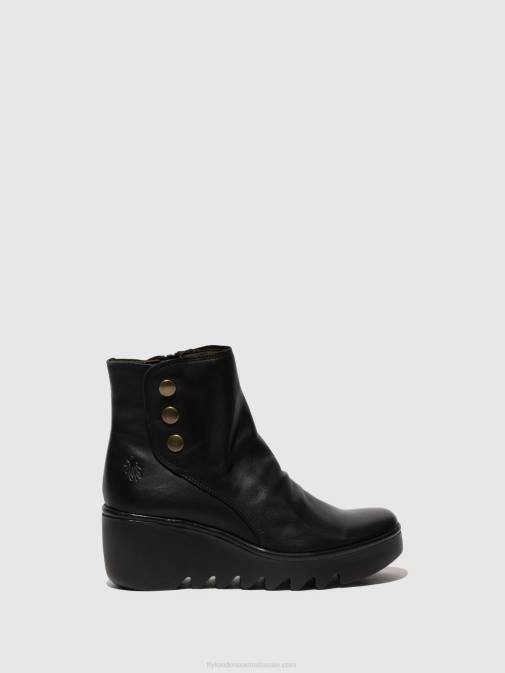 BLACK XX0D66 Zip Up Ankle Boots BROM344 Fly London Women